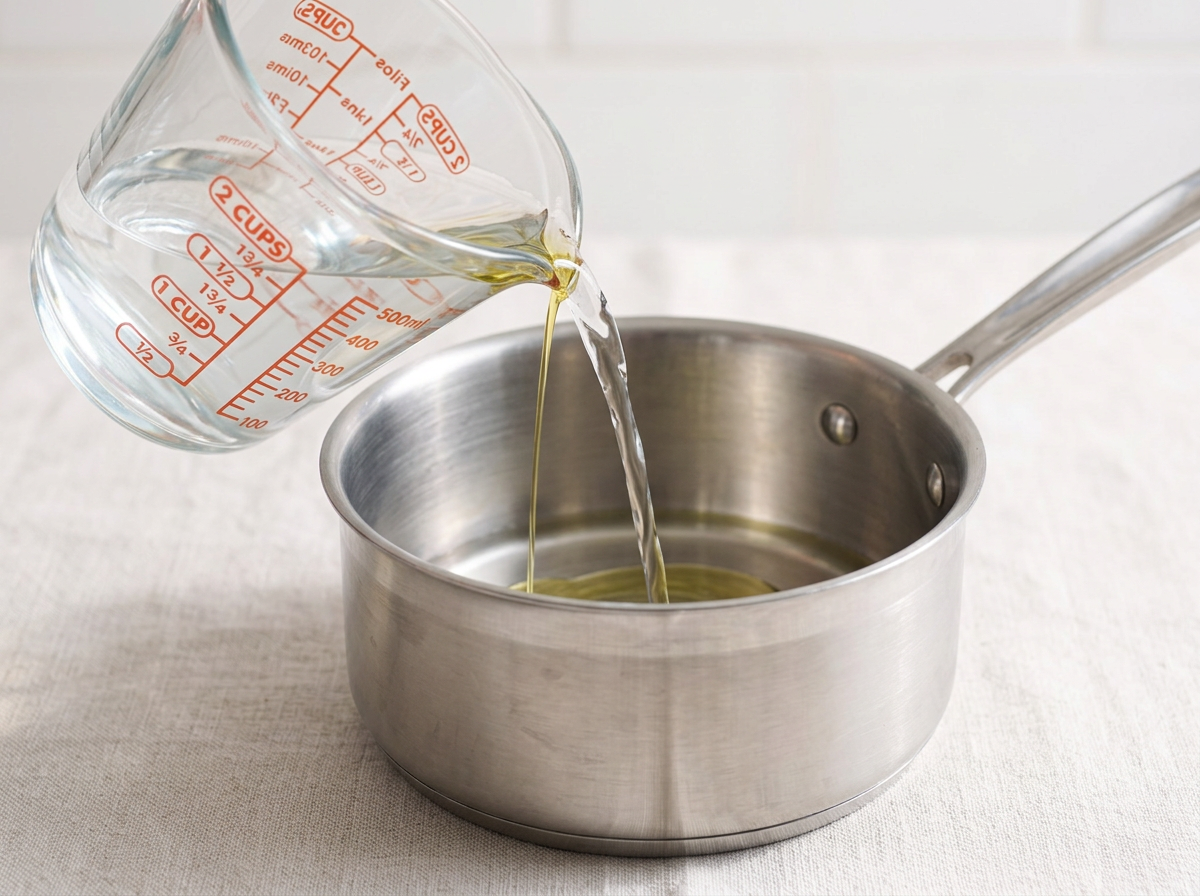 Boil 2 cups of water with a drizzle of oil.